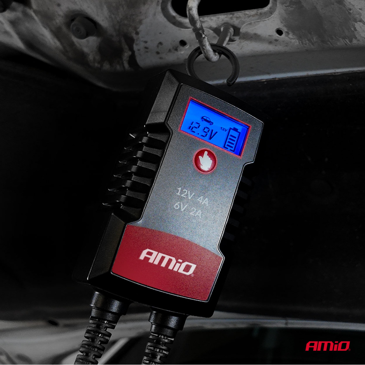 Skaitmeninis akumuliatoriaus įkroviklis AGM/GEL/LiFePO4 4A 6/12V PRO HOOK AMIO-04531