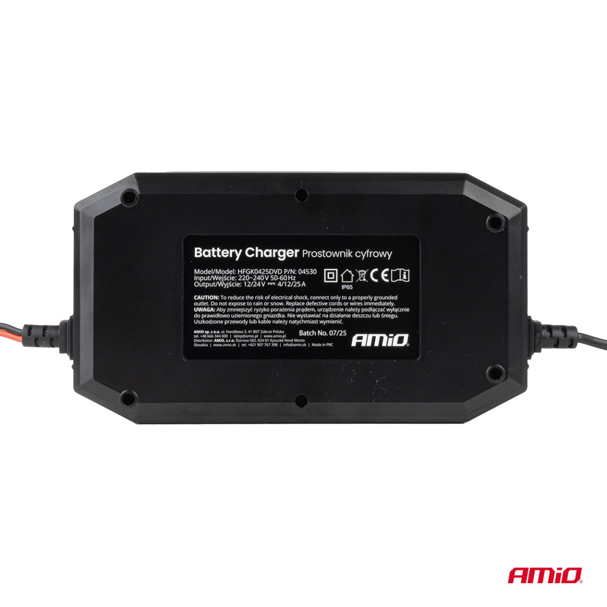 Akumuliatoriaus įkroviklis su užvedimo funkcija AGM/GEL/STD/LiFePo4 MAX 25A 12/24V PRO AMIO-04530