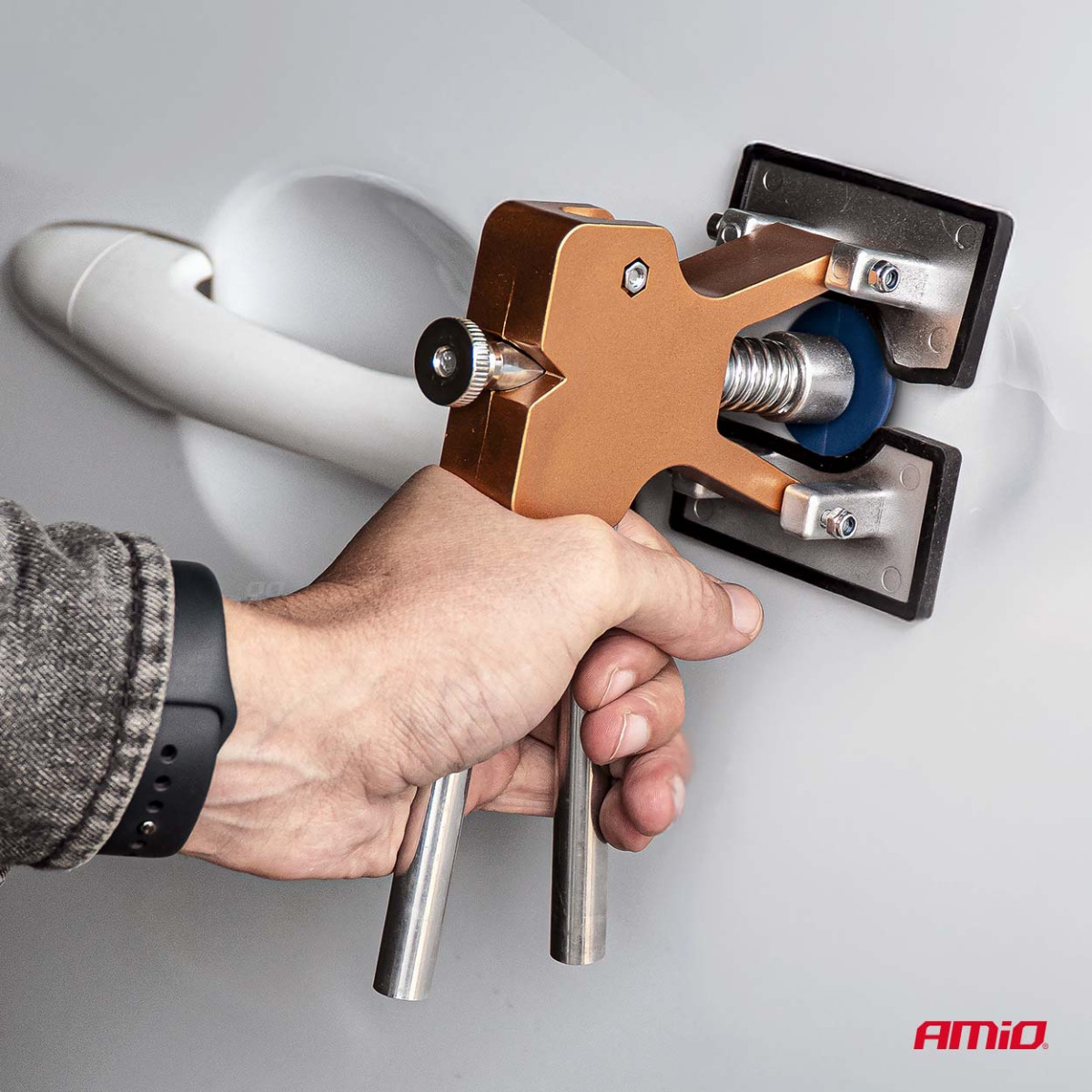 PDR rinkinio komplektas – automobilio kėbulo įlenkimų taisymui, 20 vnt. antgalių, AMIO-04598