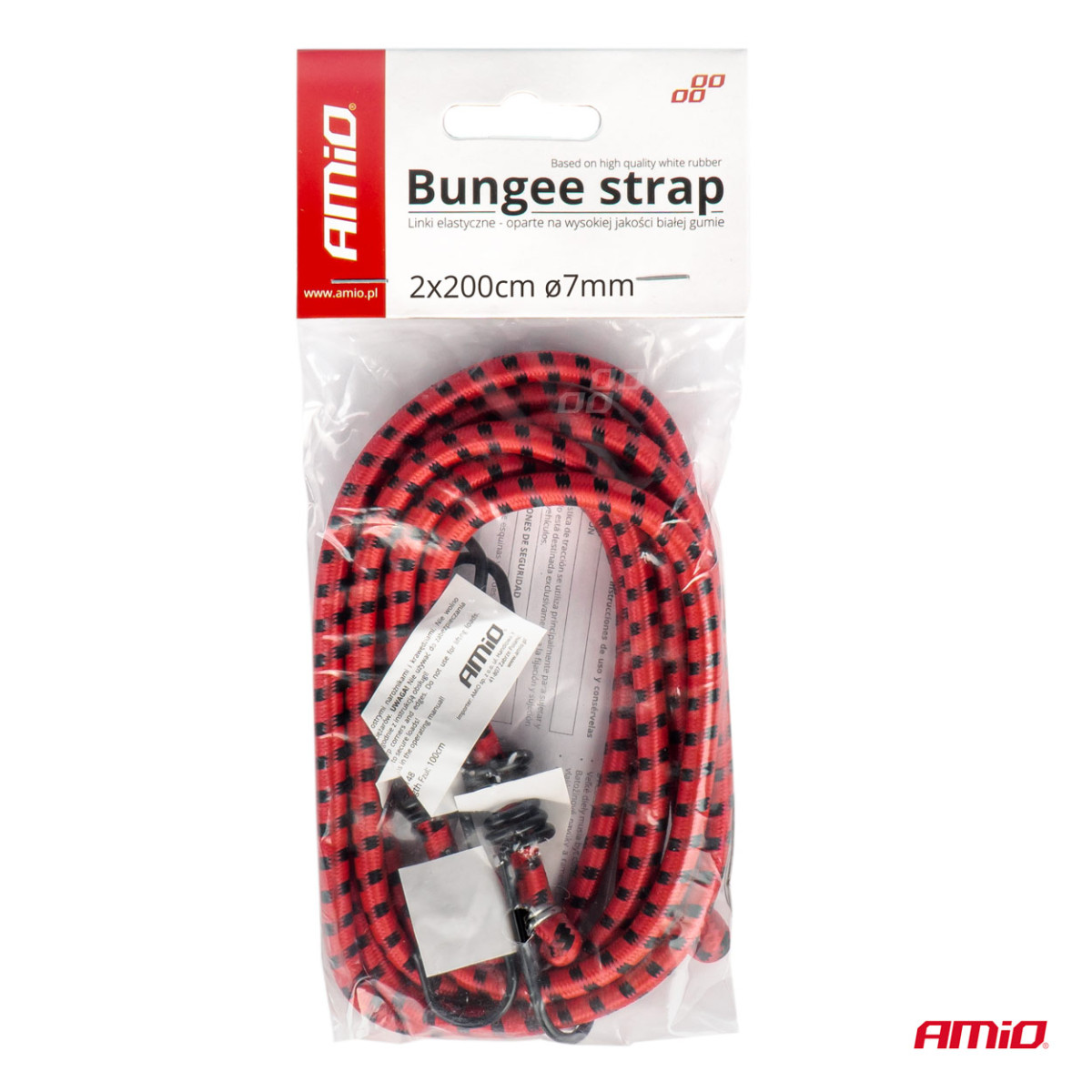 Elastingos bagažo tvirtinimo virvės 2x200 cm, Ø7 mm BSTRAP-06 AMIO-01151