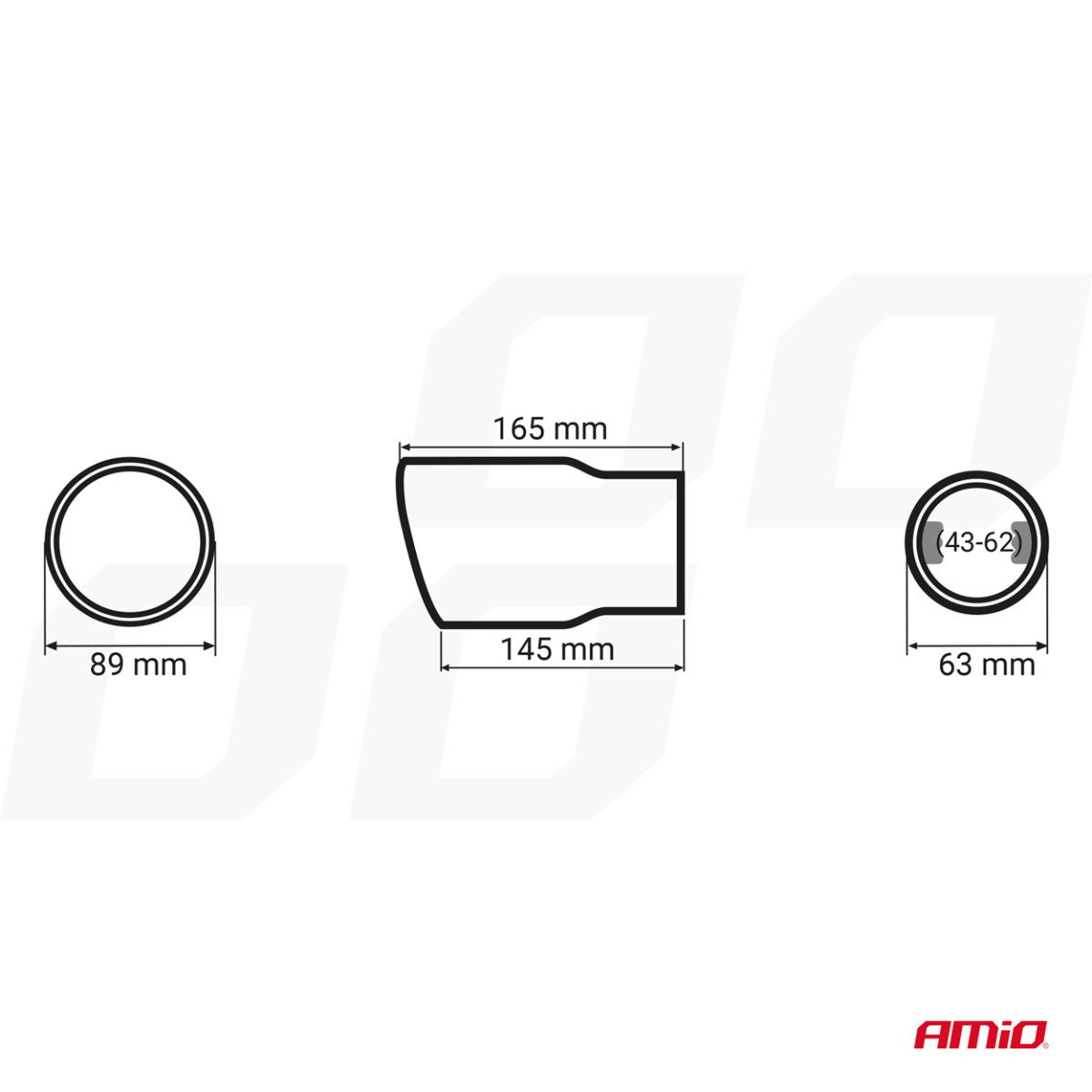 Duslintuvo antgalis 43-62 mm, nerūdijančio plieno, juodas matinis AMiO-04061