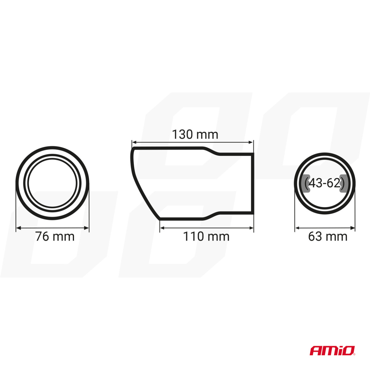 Duslintuvo antgalis 43-62 mm, nerūdijančio plieno, mėlynas AMiO-04072