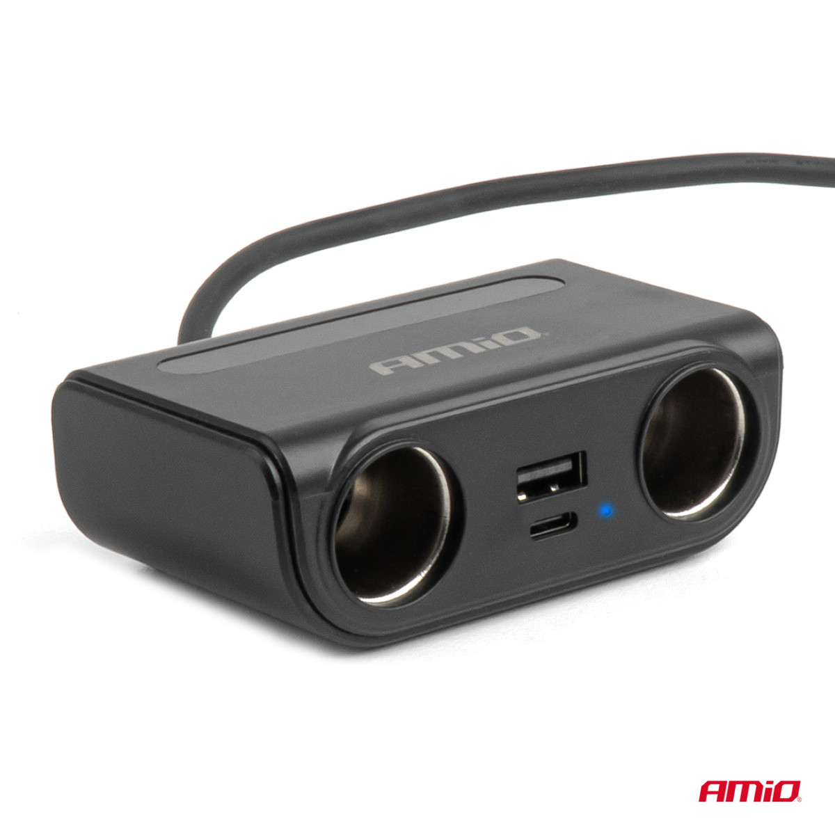 Lizdo skirstytuvas 12/24V su USB-C USB-A QC3.0 PD3.0 120W AMIO-04837