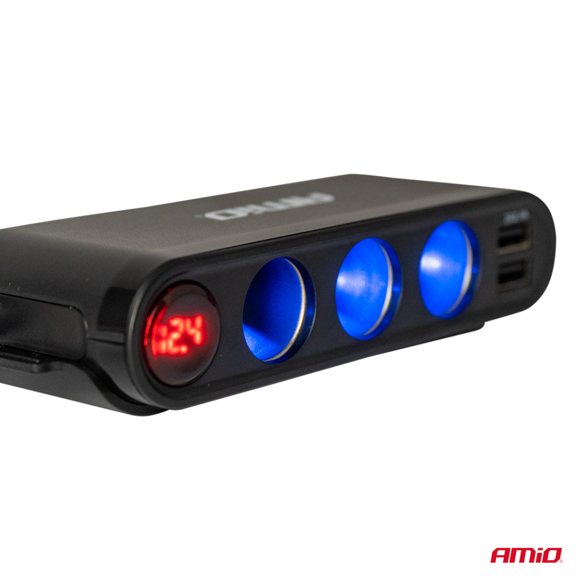 Išplėtimo lizdas su voltmetru, USB ir USB-C 12–24 V, AMIO-03782