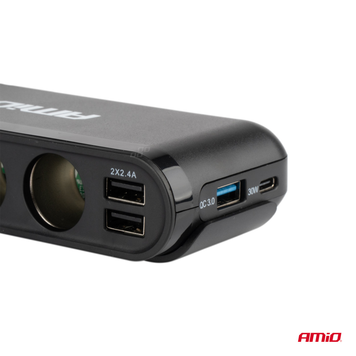 Išplėtimo lizdas su voltmetru, USB ir USB-C 12–24 V, AMIO-03782