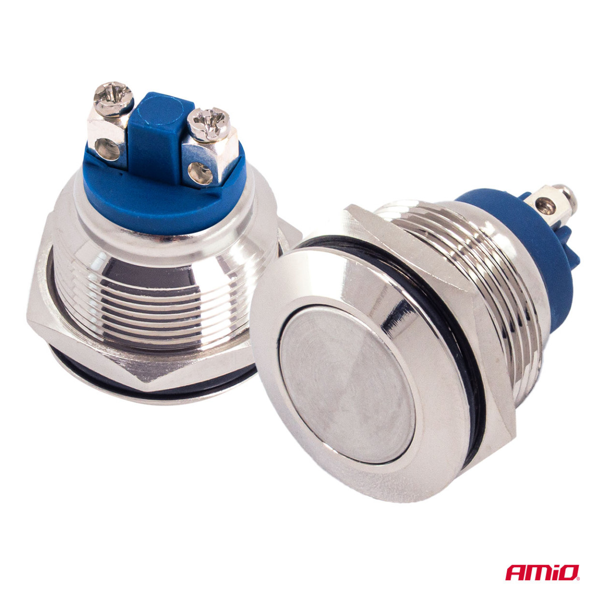 Plokščias apvalus momentinis mygtukas, 19 mm, 5 A, 12/230 V AMIO-04436