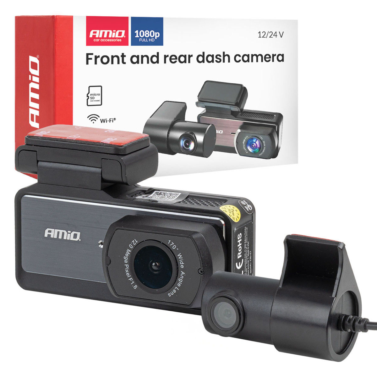 Automobilinis vaizdo registratorius 1K WLAN Wi-Fi Full HD 256 GB AMIO-04799