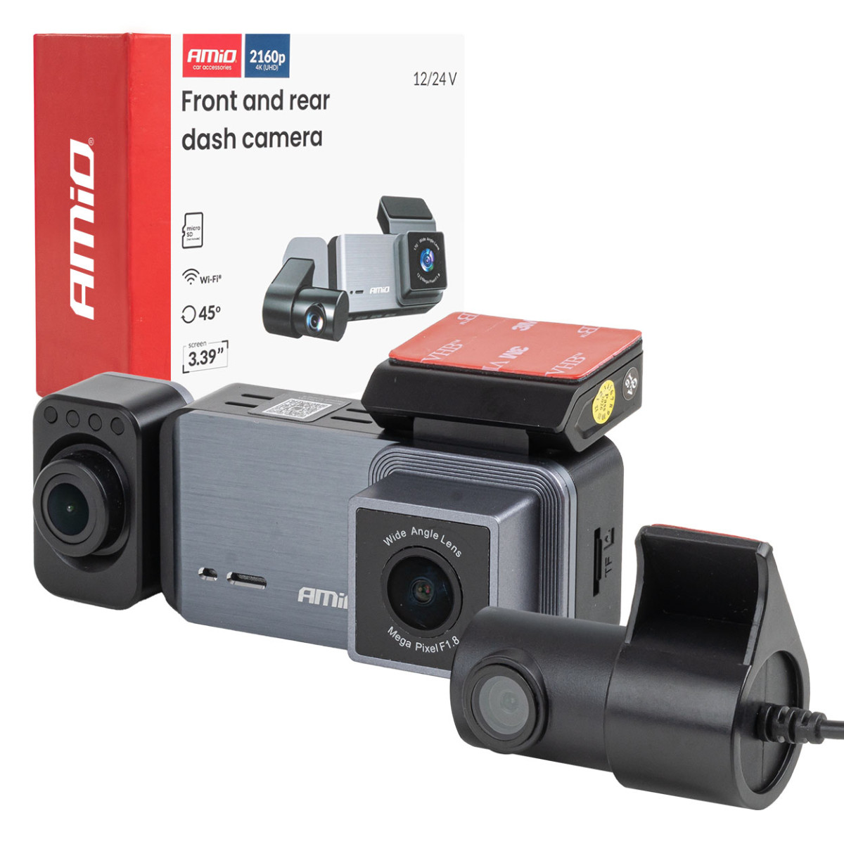 Automobilinis vaizdo registratorius 4K + 1K + 2K WLAN Wi-Fi UHD 512 GB AMIO-04802.