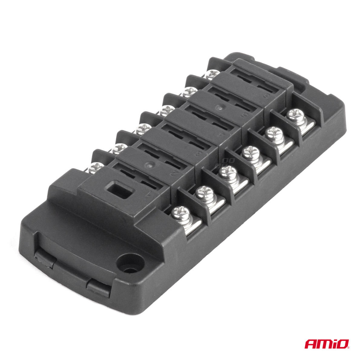 Saugiklių dėžutė, 6 lizdų su varžtiniais gnybtais AMIO-03836