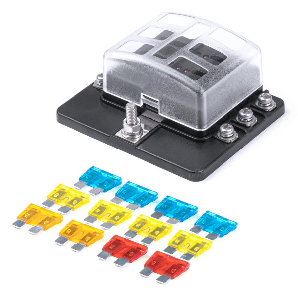 Saugiklių dėžutė, 6 lizdų su saugikliais AMIO-03039
