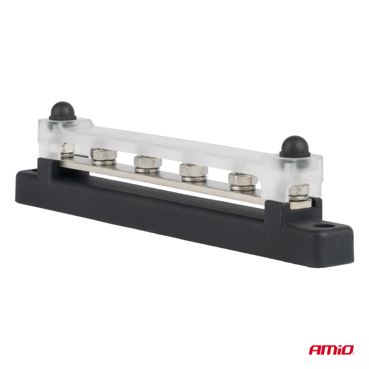 Neigiamo poliaus galios paskirstymo blokas su 4 M6 varžtais, Bus Bar 12/24/48V 150A, AMIO-03808