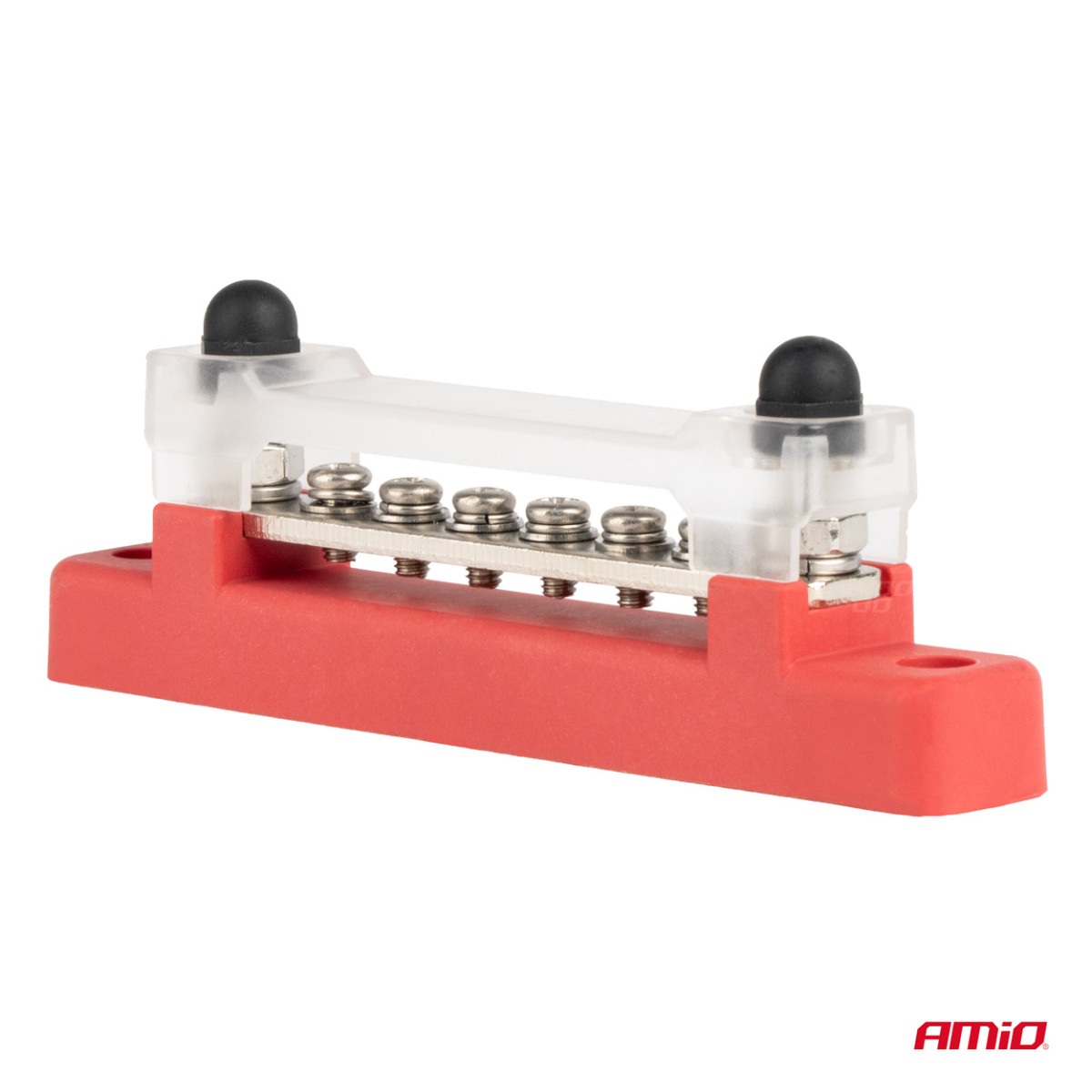 Teigiamo poliaus galios paskirstymo blokas su 4 M6 varžtais, Bus Bar 12/24/48V 150A, AMIO-03810