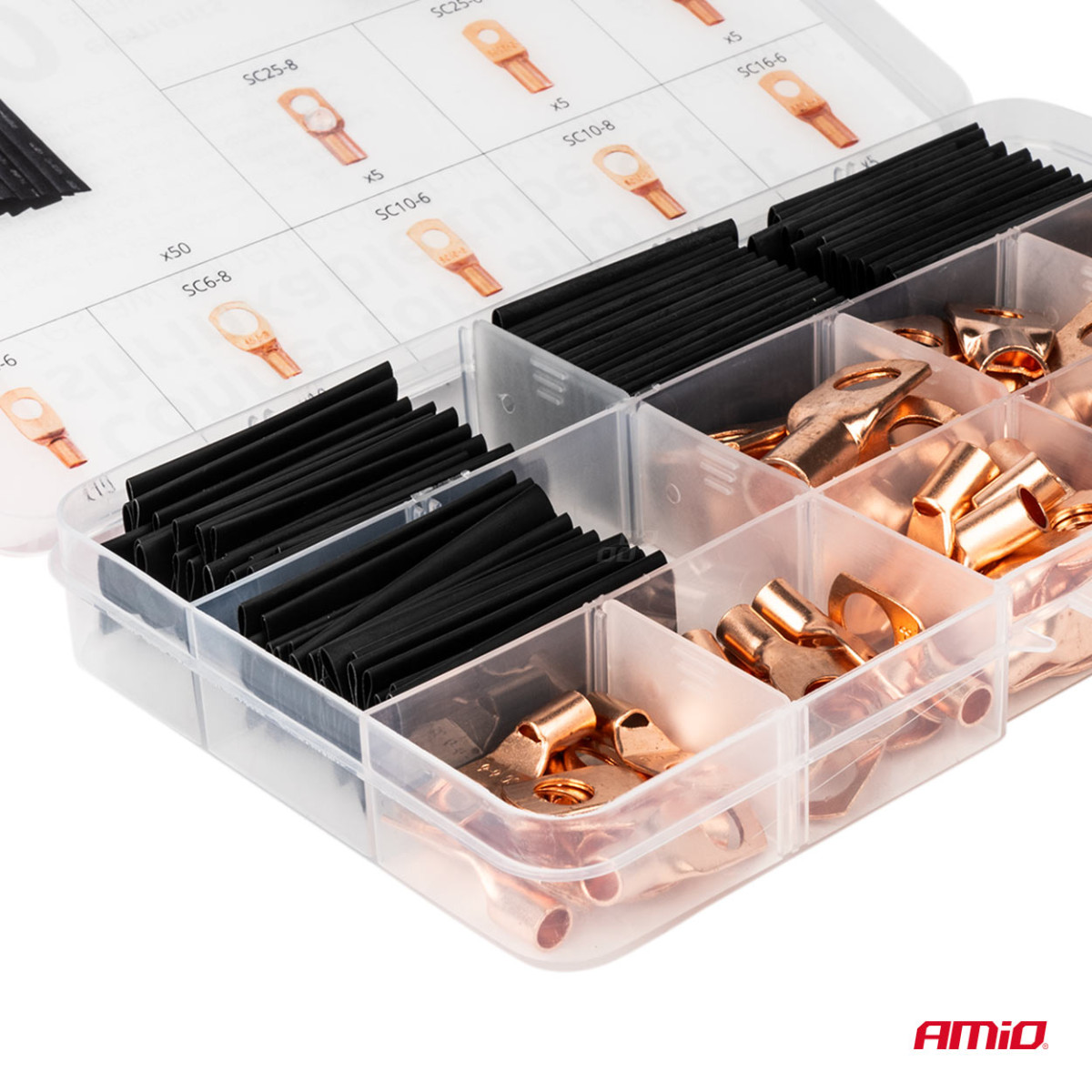 Termo susitraukiantys laidų jungikliai ir movos, 140 vnt. AMIO-04121