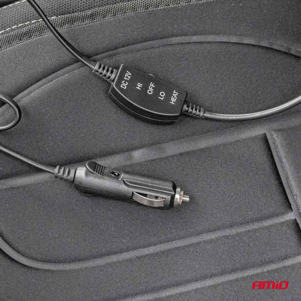 Šildomas sėdynės kilimėlis 98 x 48 cm, 12V DC - juoda