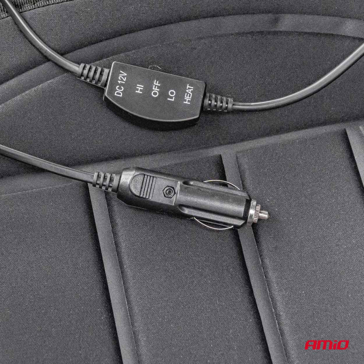 Šildomas sėdynės kilimėlis 98 x 50 cm, 12V DC - juoda