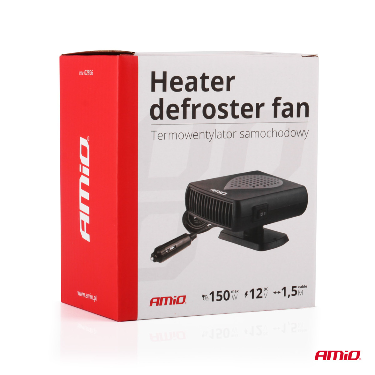 Automobilinis šildytuvas su ventiliatoriumi 12V 150W AMIO-02896