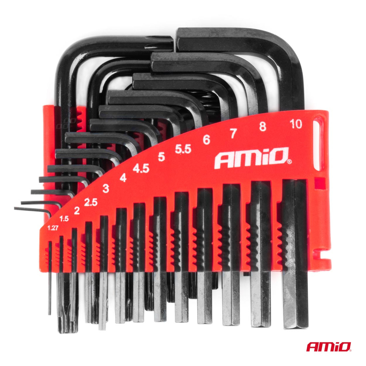 HEX ir TORX imbus raktų rinkinys CRV, juodas, 22 vnt., AMIO-04297