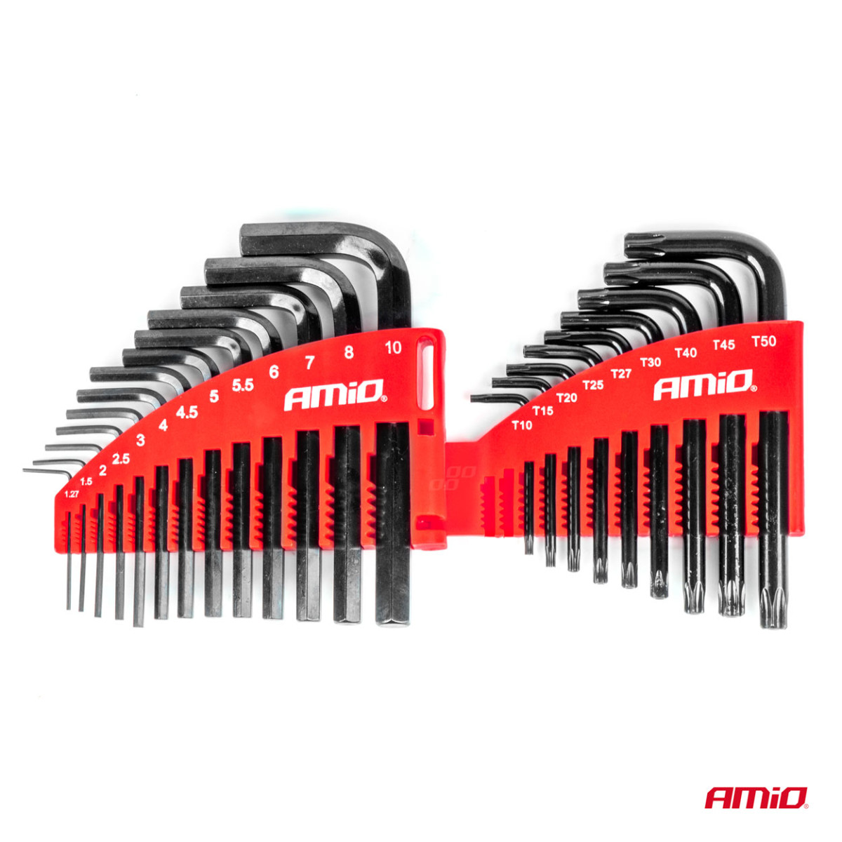 HEX ir TORX imbus raktų rinkinys CRV, juodas, 22 vnt., AMIO-04297