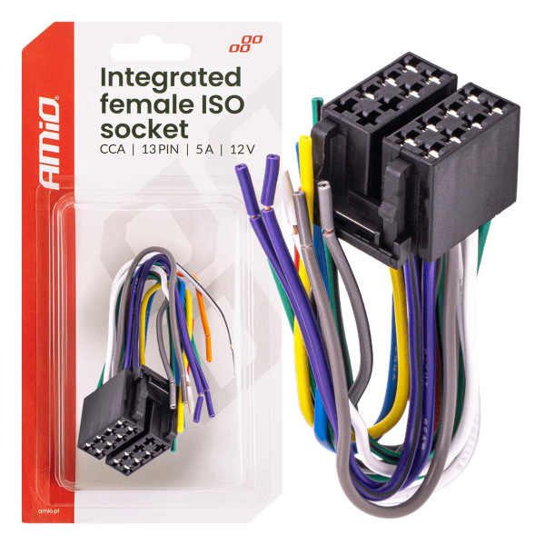 Integruota ISO CCA 13 PIN moteriška jungtis, 5A, 12V, AMIO-04441