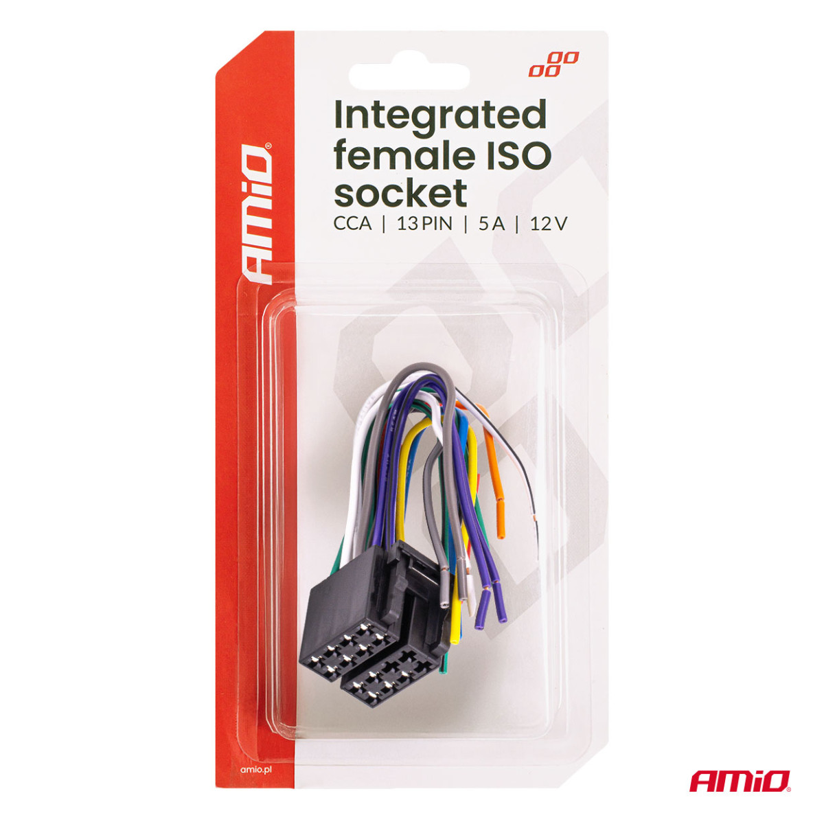 Integruota ISO CCA 13 PIN moteriška jungtis, 5A, 12V, AMIO-04441