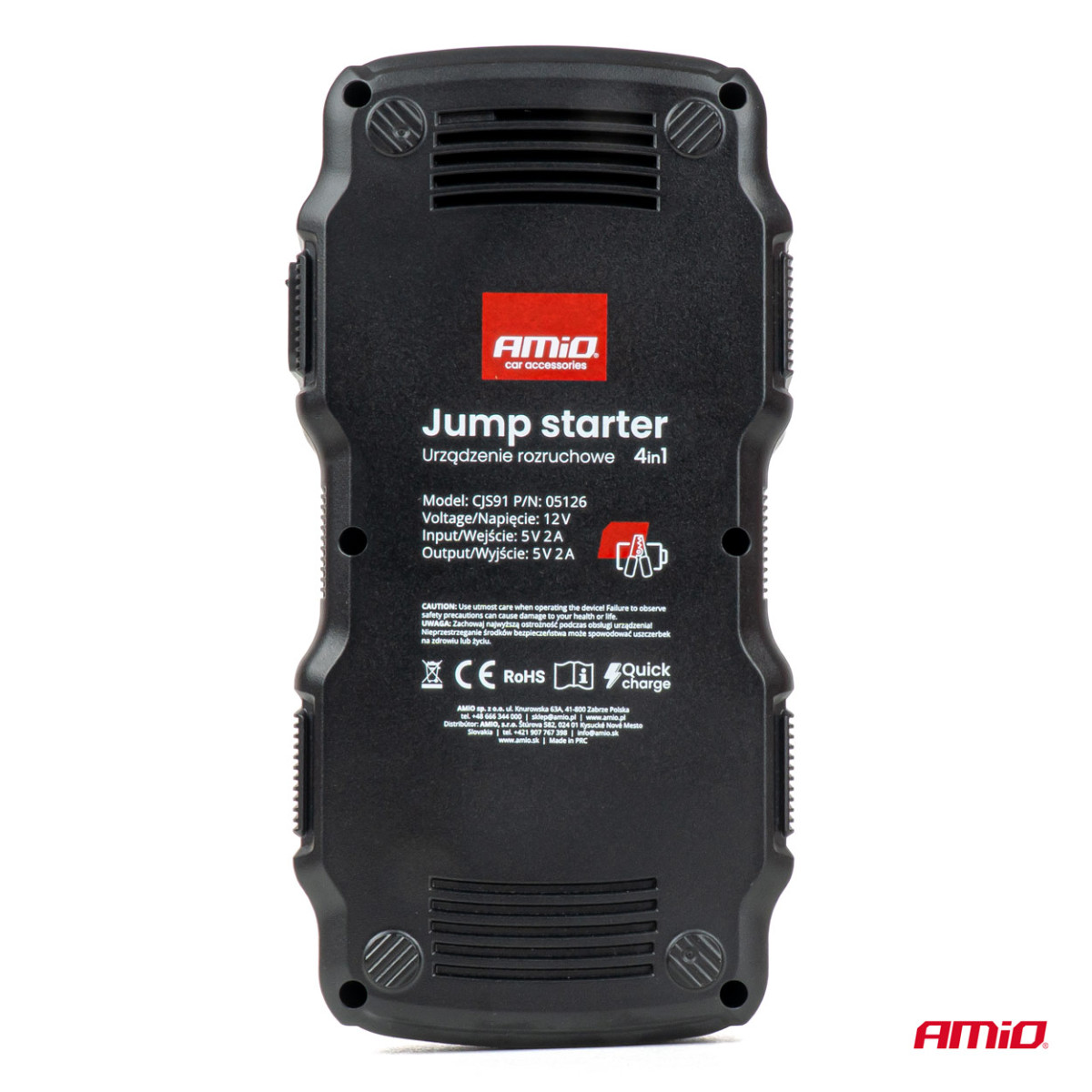 Užvedimo įrenginys 4 viename su kompresoriumi / Powerbank 12V 17Ah 900A, AMIO-05126