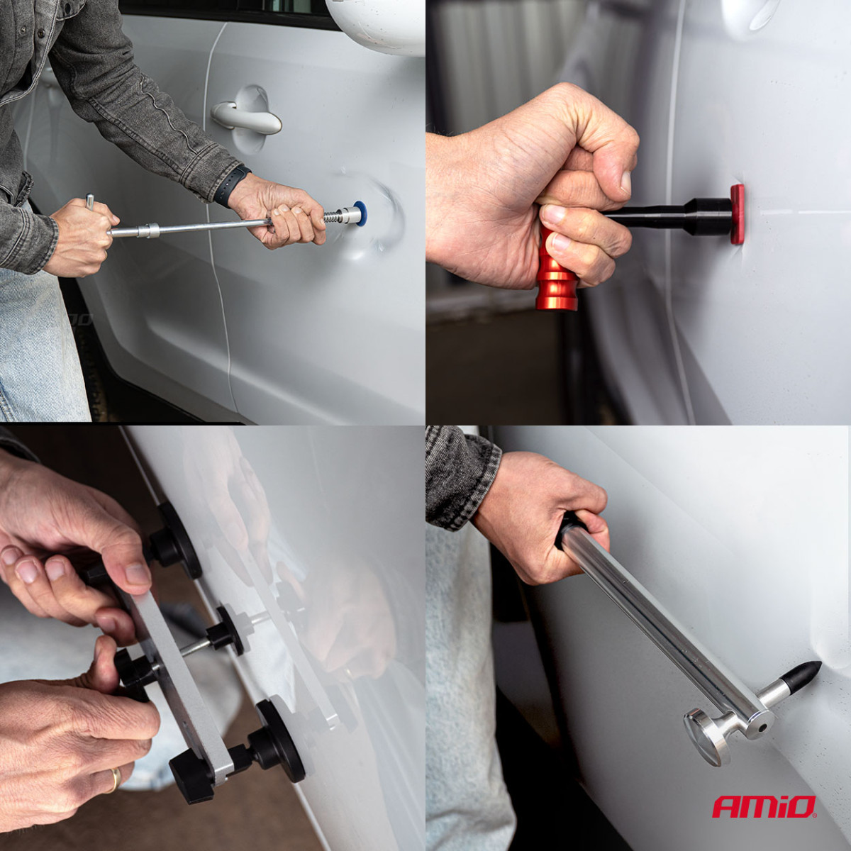 Didelis PDR kėbulo įlenkimų remonto rinkinys su krepšiu, AMIO-04600