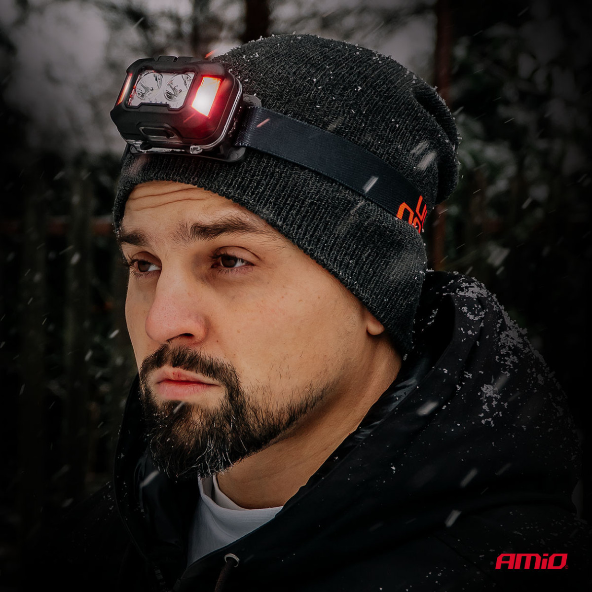 Akumuliatorinis LED galvos žibintas 2×XPG + 10 SMD, 1800 mAh, SUPER BRIGHT (BATT) AMIO-04668