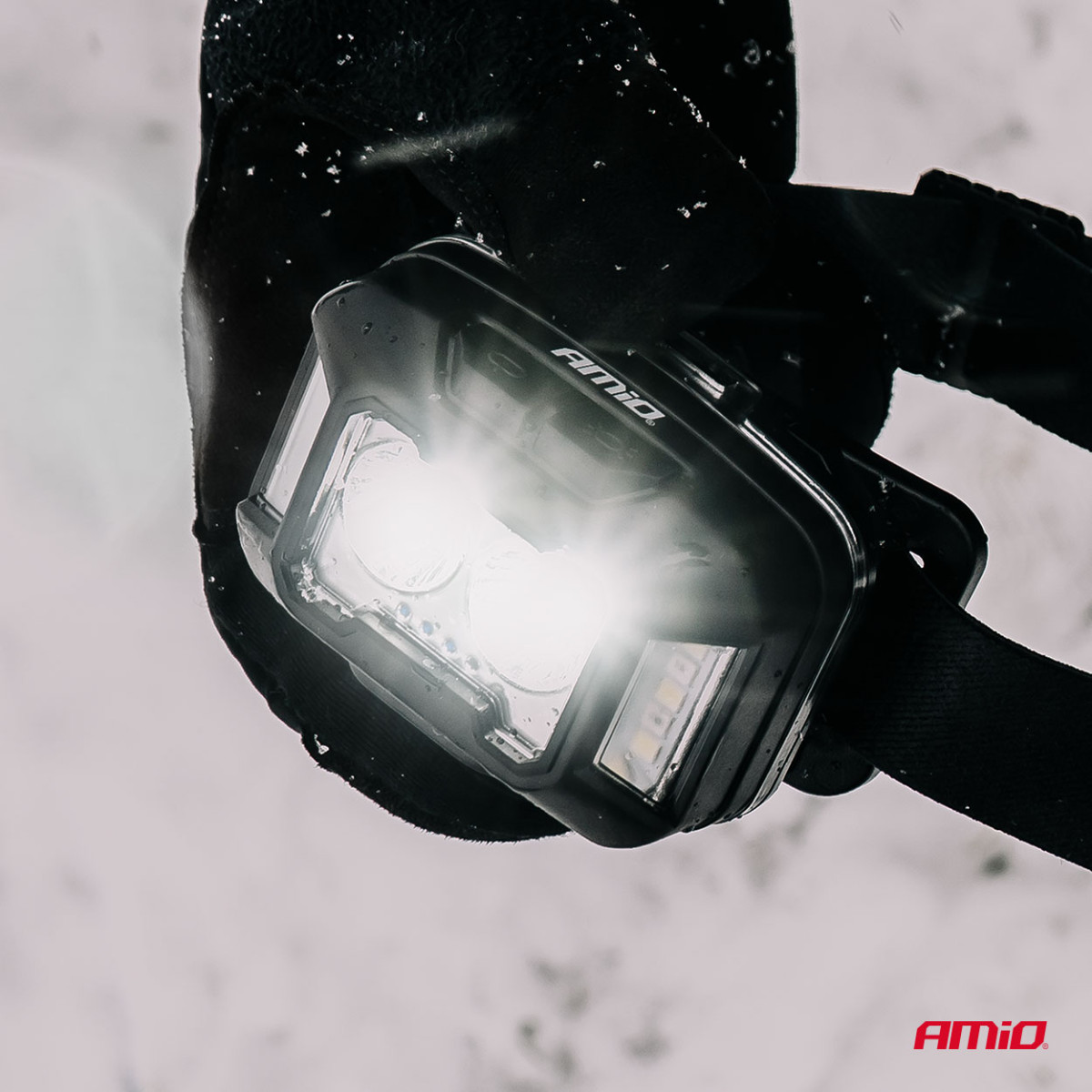 Akumuliatorinis LED galvos žibintas 2×XPG + 10 SMD, 1800 mAh, SUPER BRIGHT (BATT) AMIO-04668