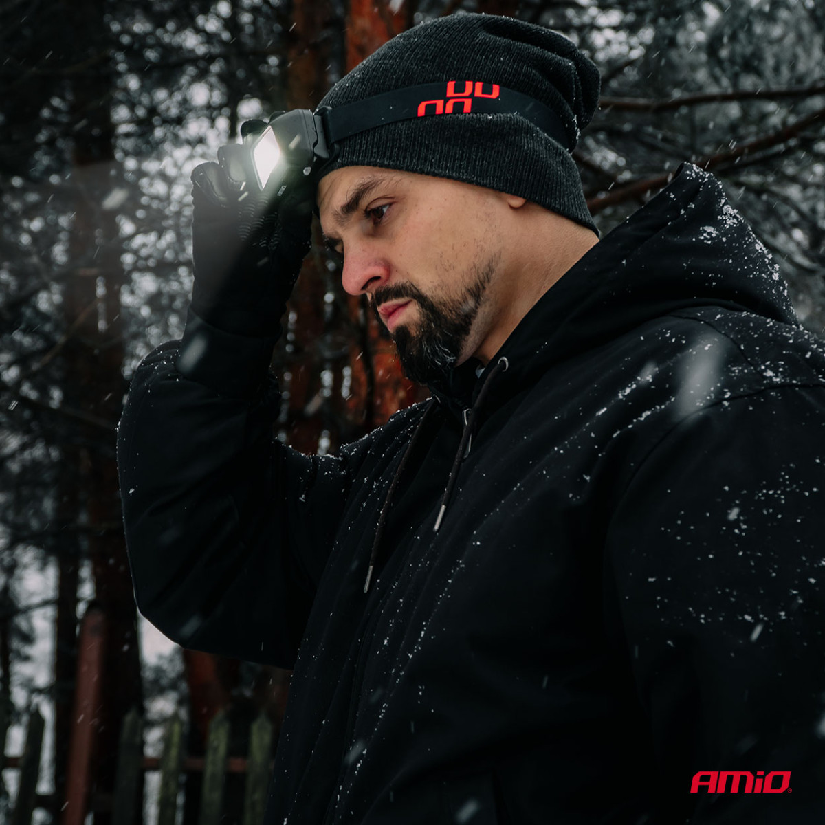 Akumuliatorinis LED galvos žibintas COB su judesio jutikliu, 1800 mAh AMIO-04666