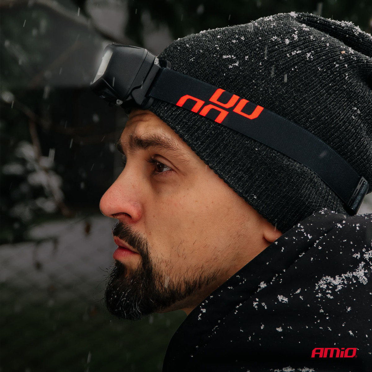 Akumuliatorinis LED galvos žibintas COB su judesio jutikliu, 1800 mAh AMIO-04666