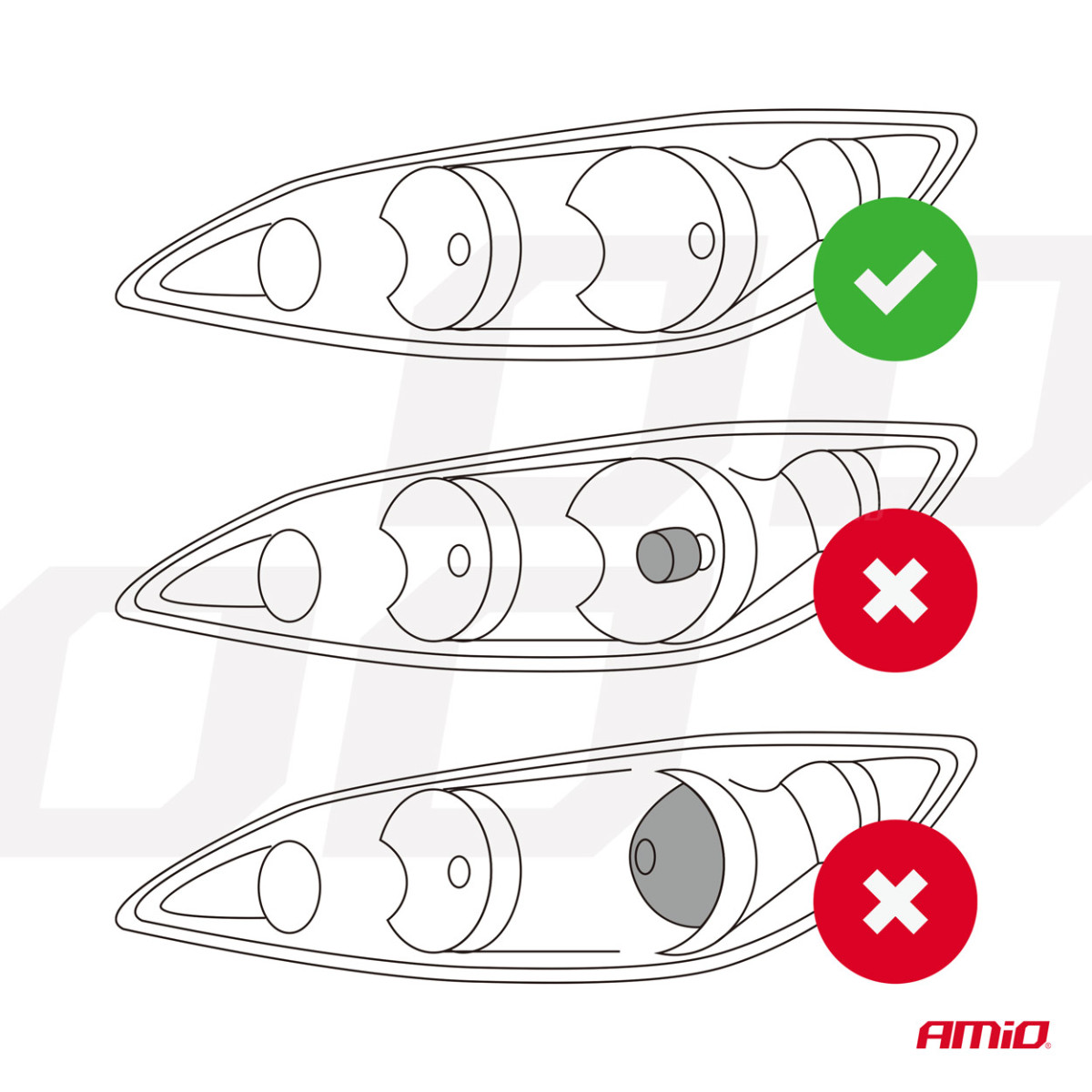 LED žibintų lemputės FLEX+ Series H7 Lens AMiO-03660