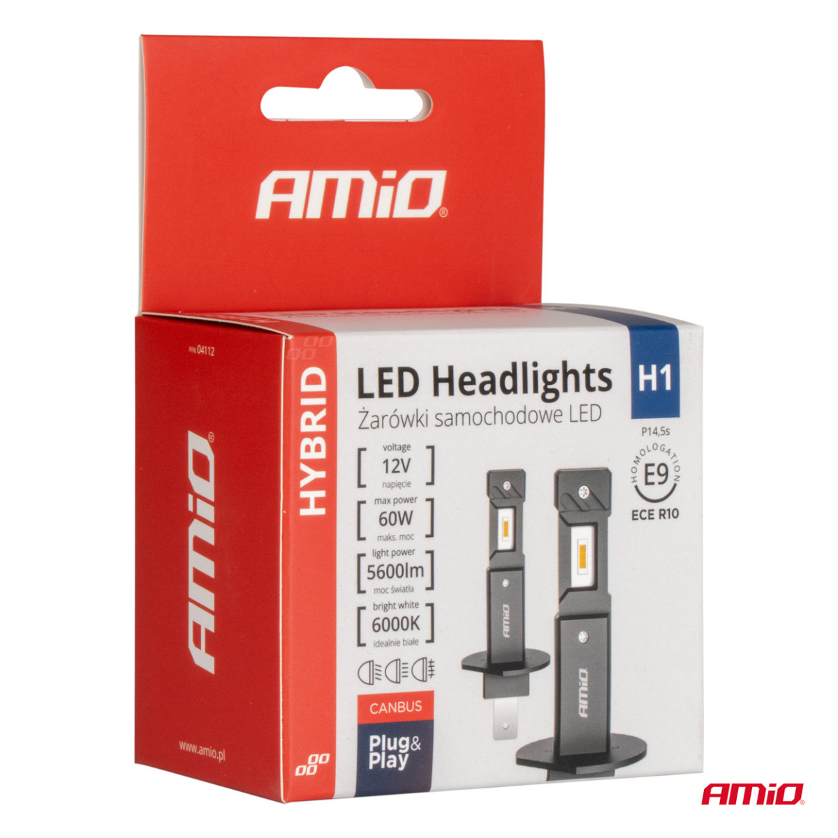 LED žibintų lemputės Hybrid H1 6000K Canbus 60W AMIO-04112