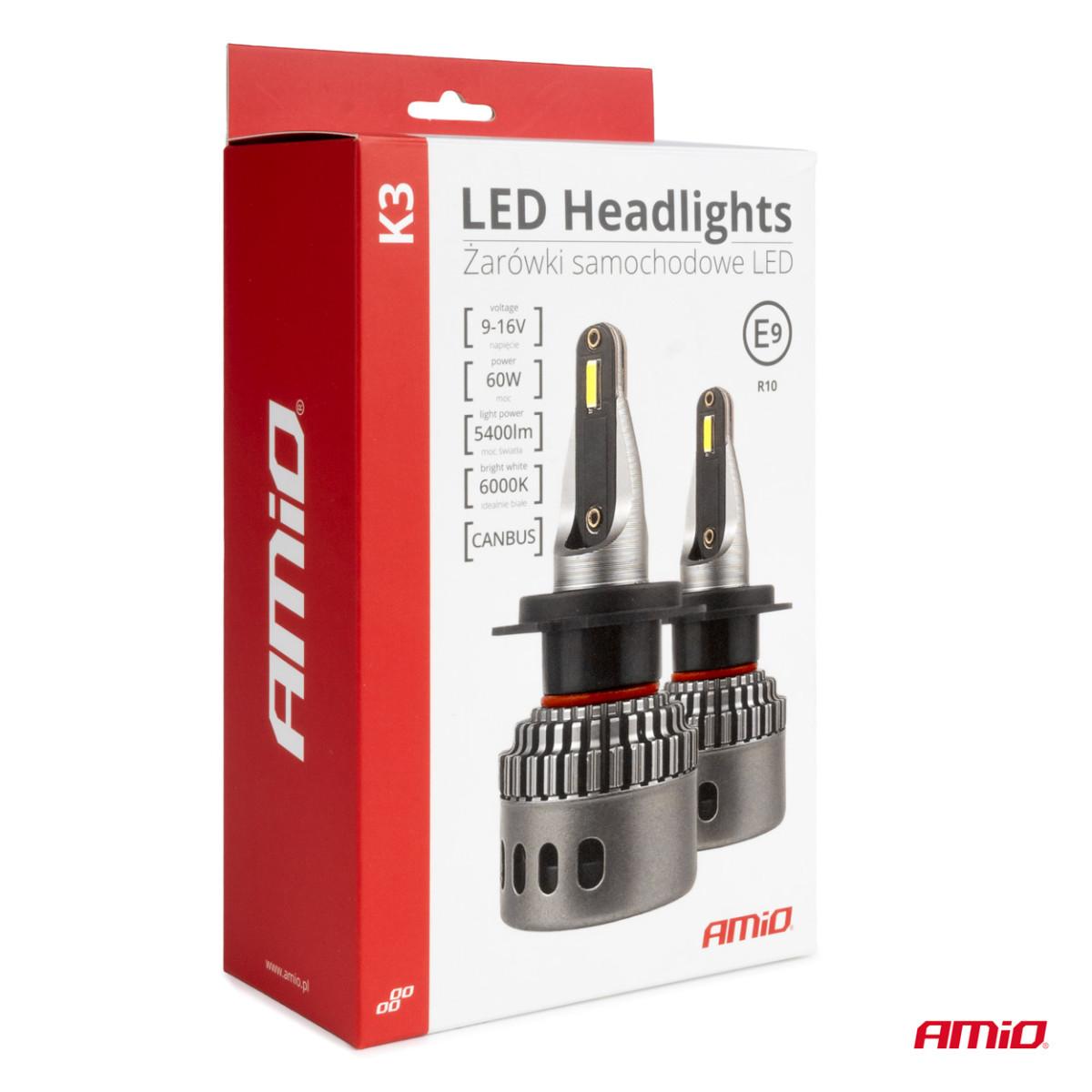 LED žibintų lemputės K3 Series H1 12V 6000K canbus AMIO-03680