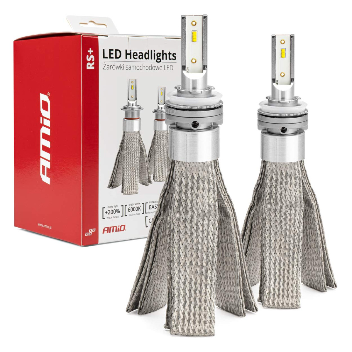 LED žibintų lemputės RS+ Series H8/H9/H11 50W AMIO-01086