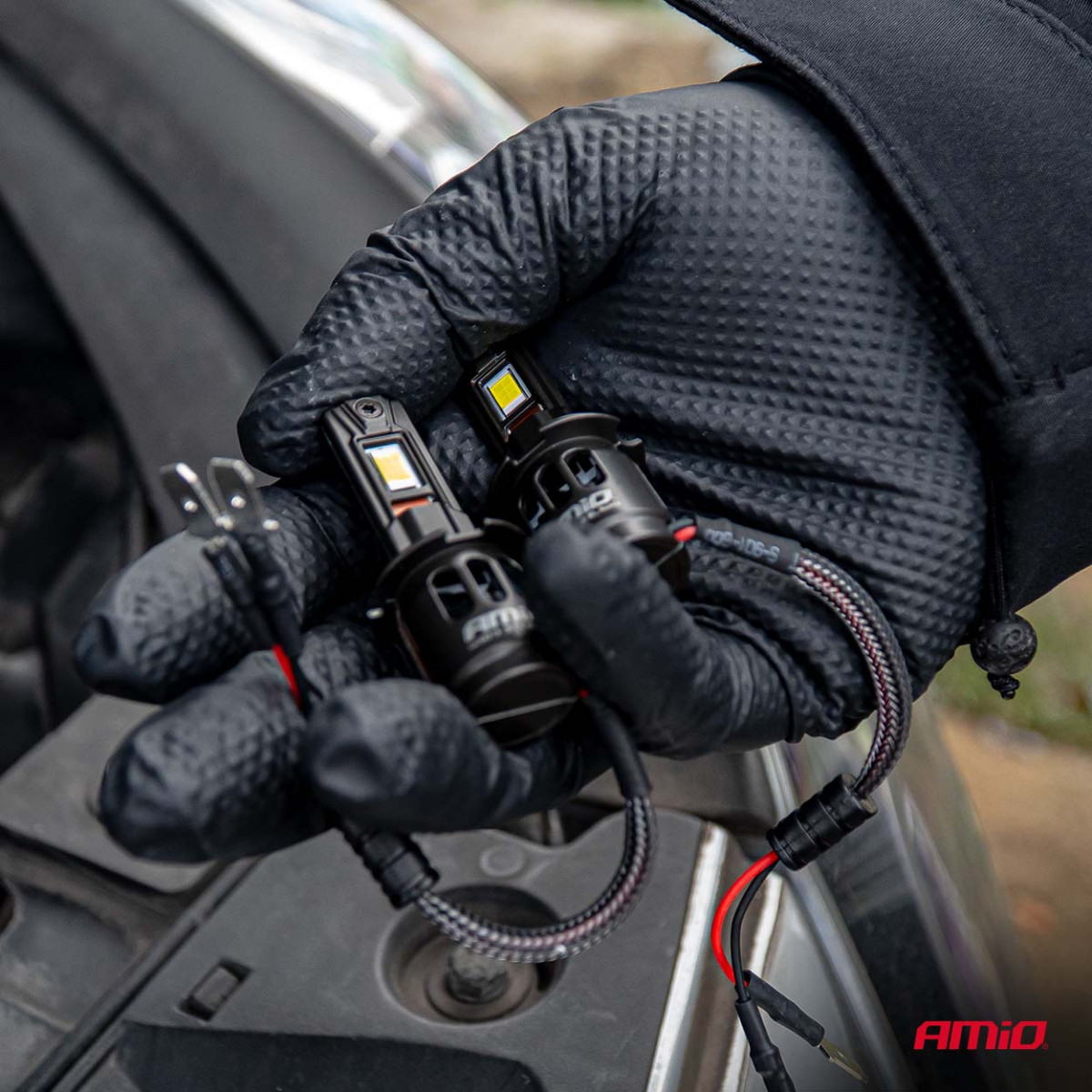 LED žibintų lemputės Series F25 PRO BLACK FULL CANBUS H3 68W 12V 24V, AMIO-04718