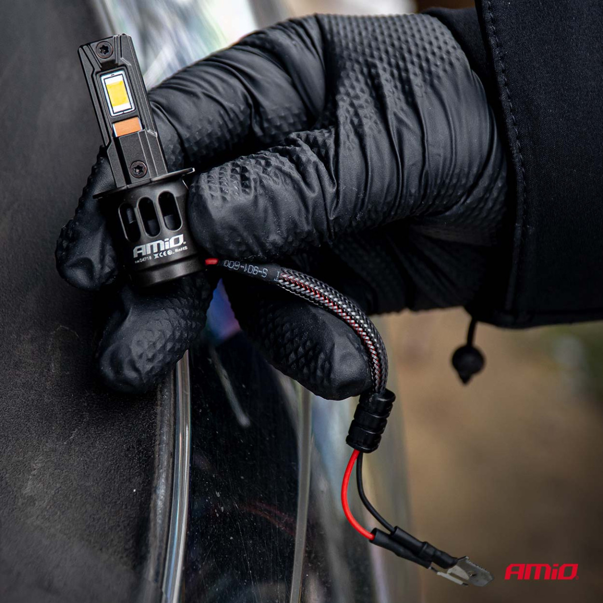 LED žibintų lemputės Series F25 PRO BLACK FULL CANBUS H3 68W 12V 24V, AMIO-04718