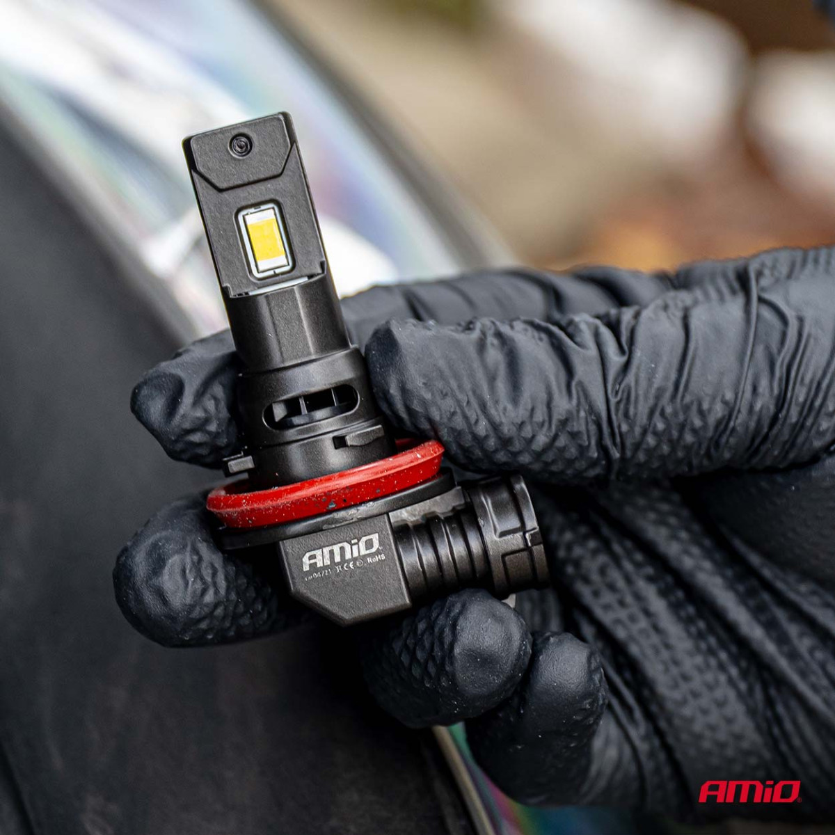 LED žibintų lemputės F25 PRO BLACK FULL CANBUS H8 H9 H11 H16 68W 12V 24V AMIO-04721