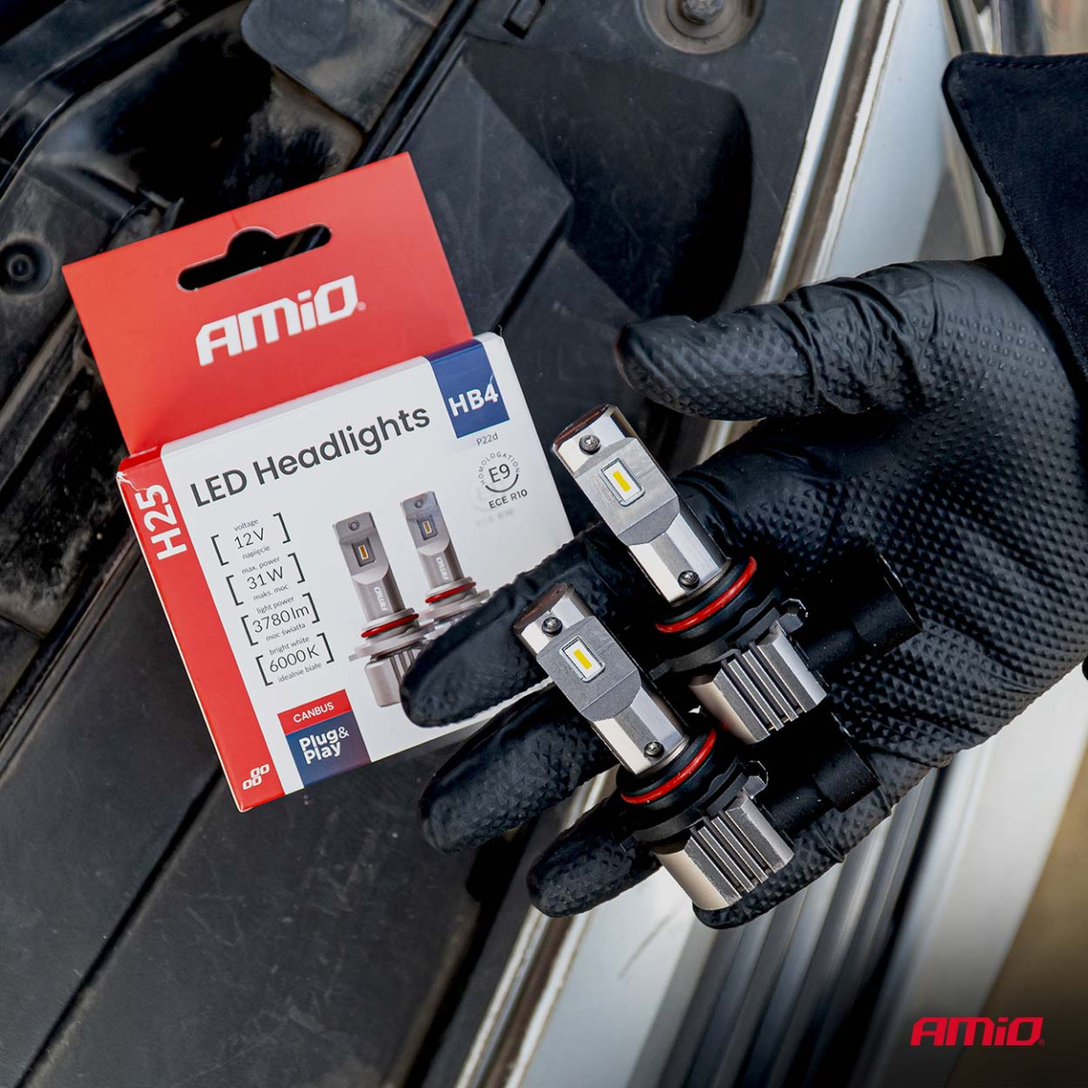 LED žibintų lemputės Series H25 CANBUS HB4 9006 12V 31W, AMIO-04715