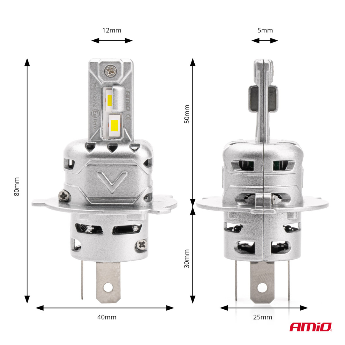 LED žibintų lemputės X2 Series H4/H19 AMiO-02972