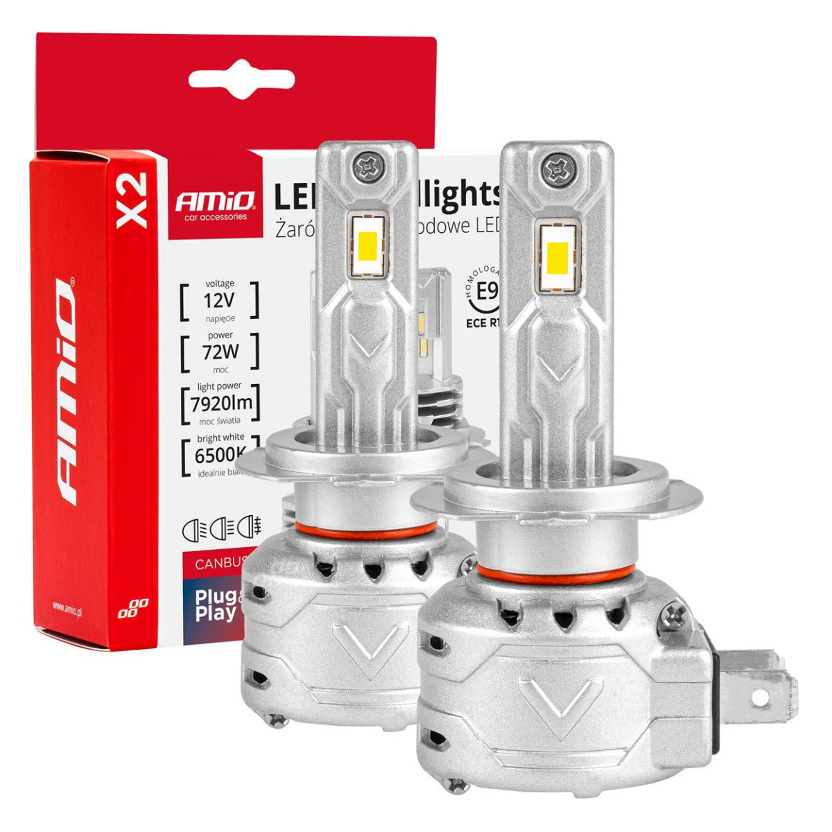 LED žibintų lemputės X2 Series H7 AMiO-02973