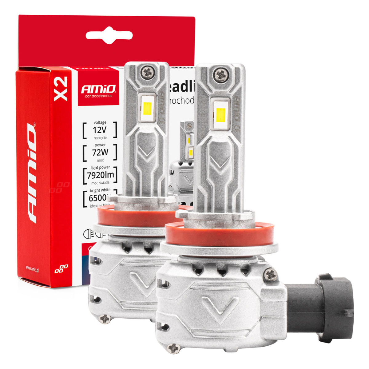LED žibintų lemputės X2 Series H8/H9/H11/H16 AMiO-02974