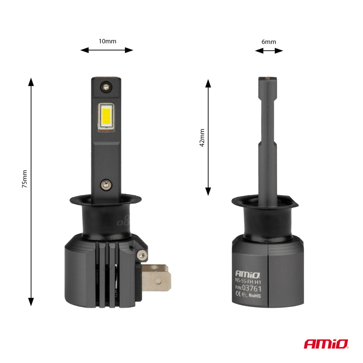 LED žibintų lemputės X4-series AVIATOR H1 6500K max 44W AMIO-03761