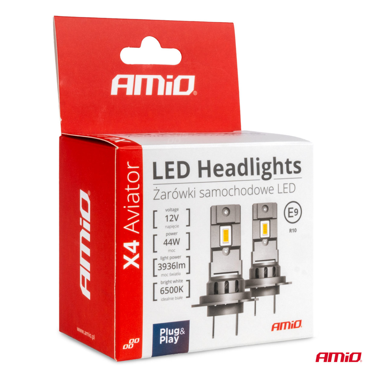 LED žibintų lemputės X4-series AVIATOR H1 6500K max 44W AMIO-03761