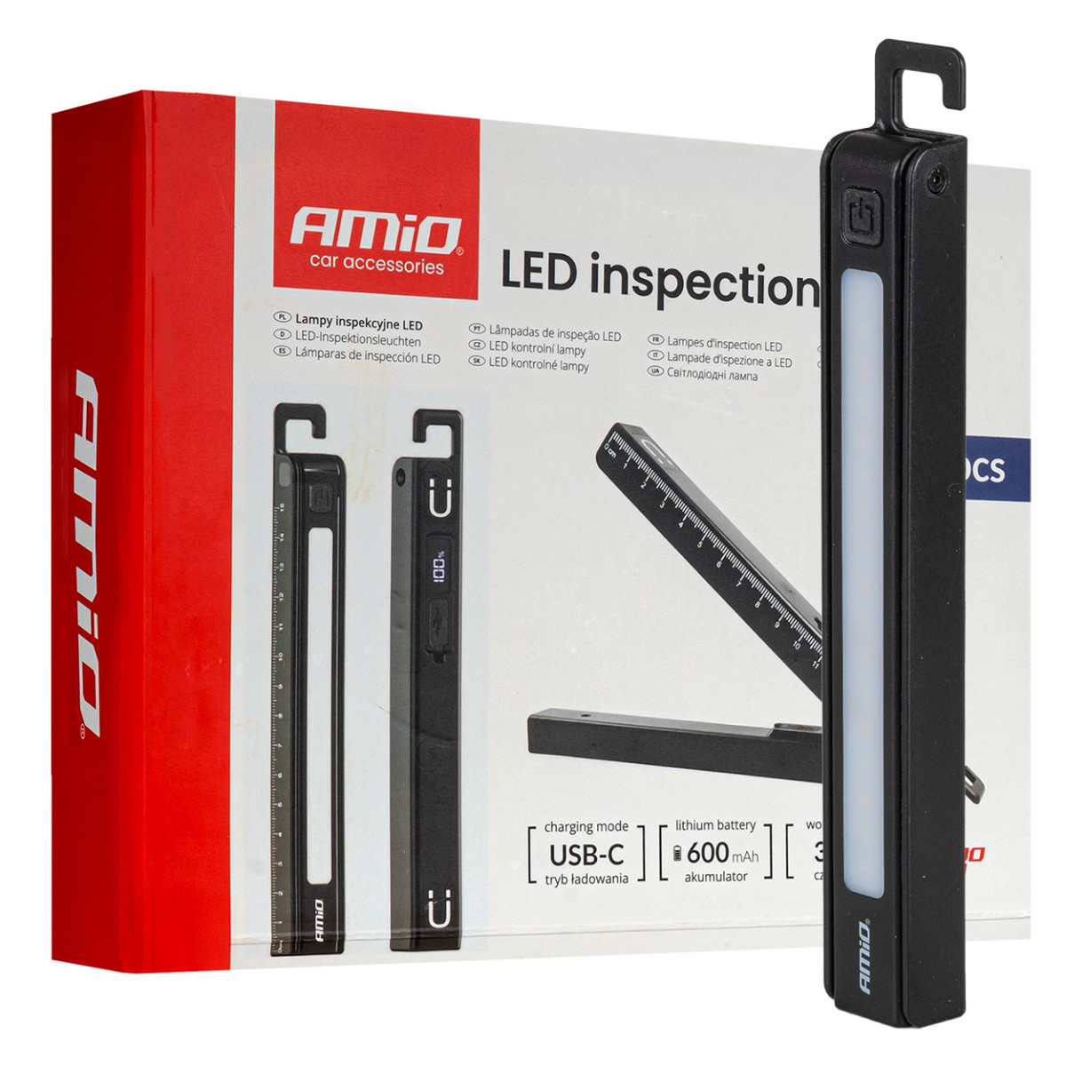 LED inspekcinių žibintų rinkinys, 10 vnt., akumuliatoriniai XTE + SMD, 600 mAh, AMIO-04670