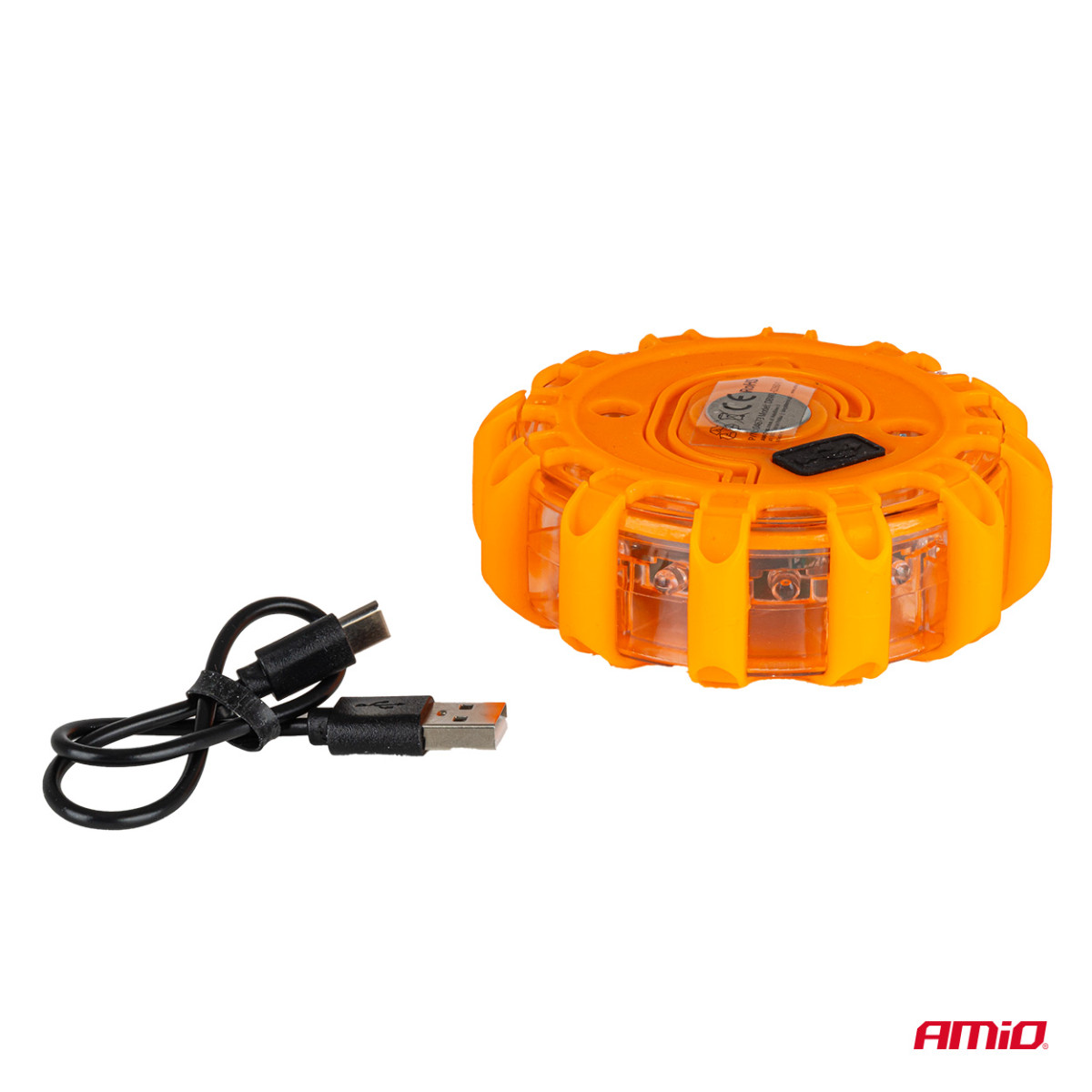 Įspėjamoji LED lemputė automobiliui, 12+3 SMD, 650 mAh, raudona, su akumuliatoriumi AMIO-04673