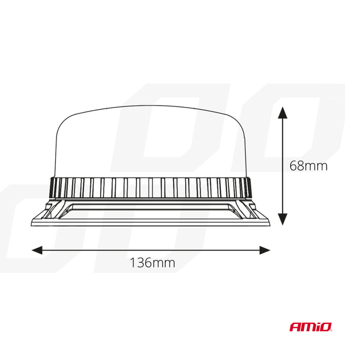 LED įspėjamoji lempa 36 LED su varžtais R65 R10 12V 24V W03b AMIO-02296