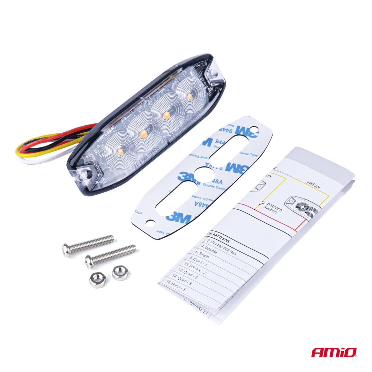 LED įspėjamoji lempa 4 LED R65 R10 12-24V AMIO-02298