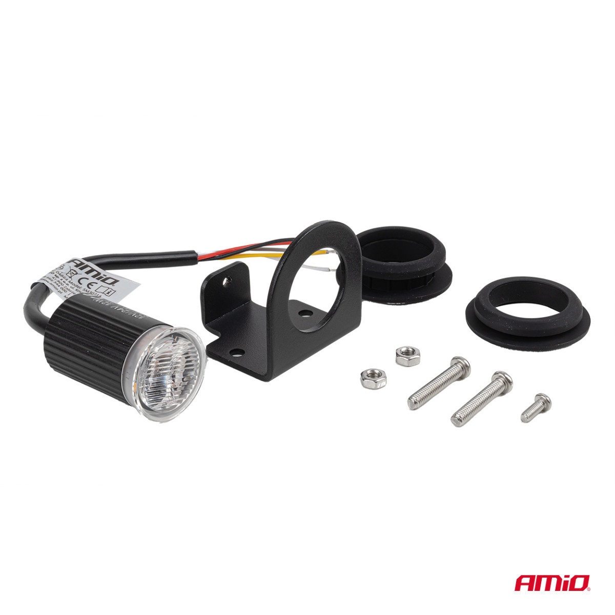 Apvali oranžinė LED įspėjamoji lempa R65 12V / 24V 12W AMIO-04864