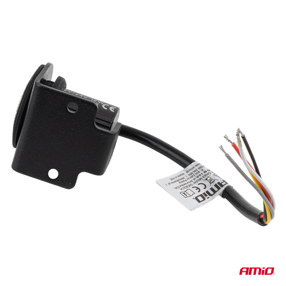 Apvali oranžinė LED įspėjamoji lempa R65 12V / 24V 12W AMIO-04864