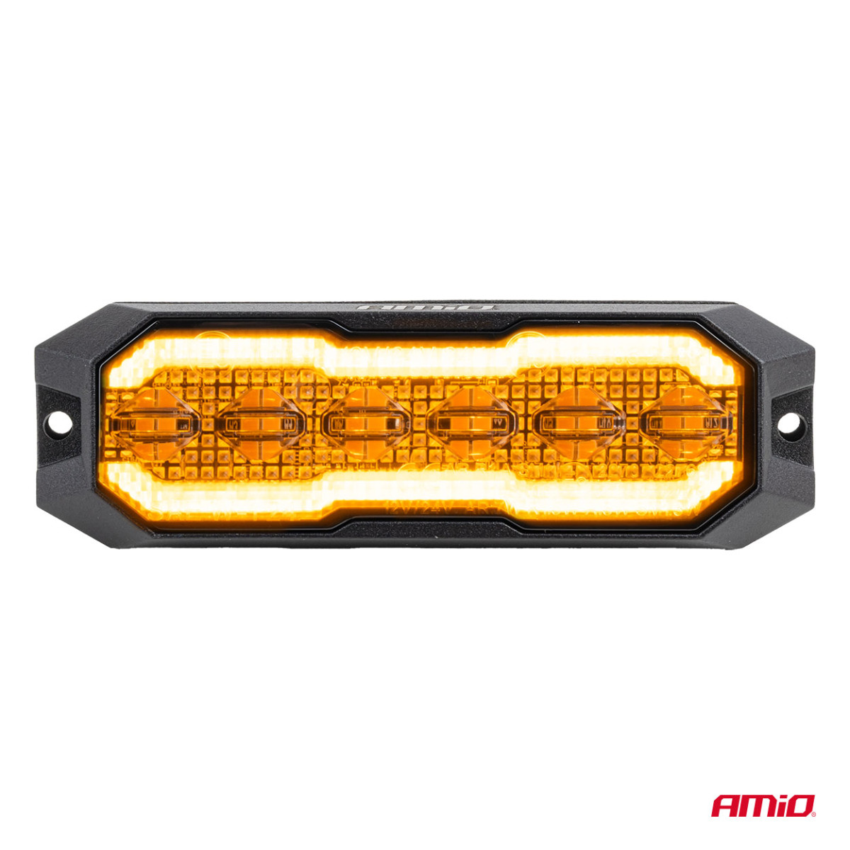 LED įspėjamoji lempa su oranžine gabaritine šviesa R65 R148 12V/24V 24W AMIO-04860
